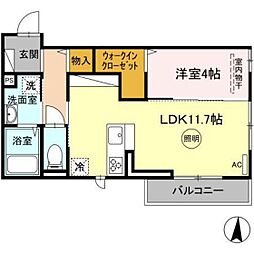 グランボナール 1LDKの間取図画像