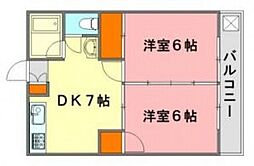 アーバン久保本 2DKの間取図画像