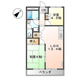 エクセレンス東野 2LDKの間取図画像