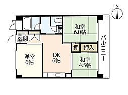 コーポハピネス 3DKの間取図画像