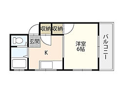 実森ビル 1Kの間取図画像