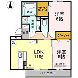 ブラッサムA 2LDKの間取図画像