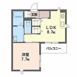 ジョイア白島 1LDKの間取図画像