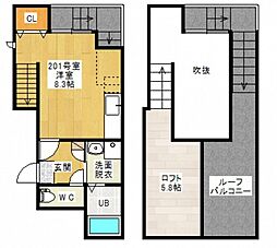 メゾネティック大学病院東 ワンルームの間取図画像