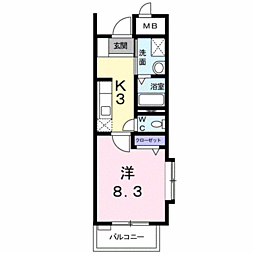 ロマグランデ 1Kの間取図画像