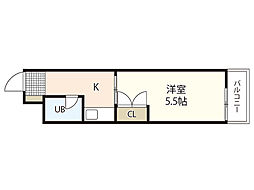 キュービック30 1Kの間取図画像
