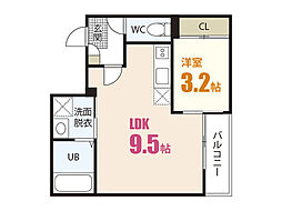 グランティックモンテキュール 1LDKの間取図画像