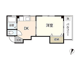 ラフィーネ段原 1DKの間取図画像