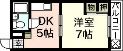 迫マンション 1DKの間取図画像