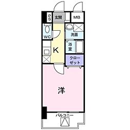 アイ・フィオーレ東原 1Kの間取図画像