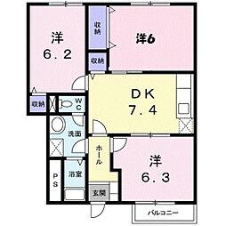 メイプル焼山C 3DKの間取図画像