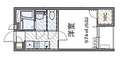 レオネクストグリーンハウス江波 1Kの間取図画像