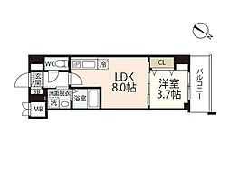 S-RESIDENCE広島駅enable 1LDKの間取図画像