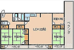牛田コータース 4LDKの間取図画像