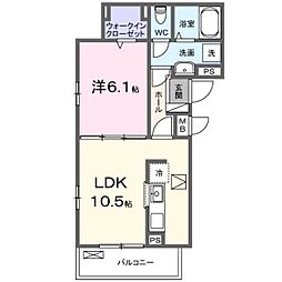 アーバンコート堀越 1LDKの間取図画像