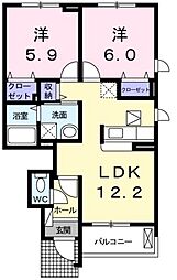 クレメント 2LDKの間取図画像
