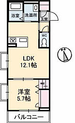 フェデリオ曙 1LDKの間取図画像