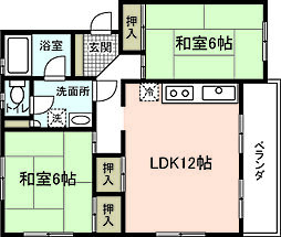 鴨原ハイツ 2LDKの間取図画像