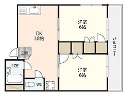 デルタビル 2DKの間取図画像