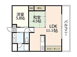 エネピア庚午北 1SLDKの間取図画像
