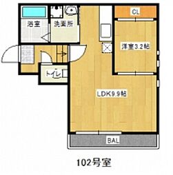 グランティック長束 1LDKの間取図画像