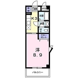グラン・アルフル東雲 1Kの間取図画像