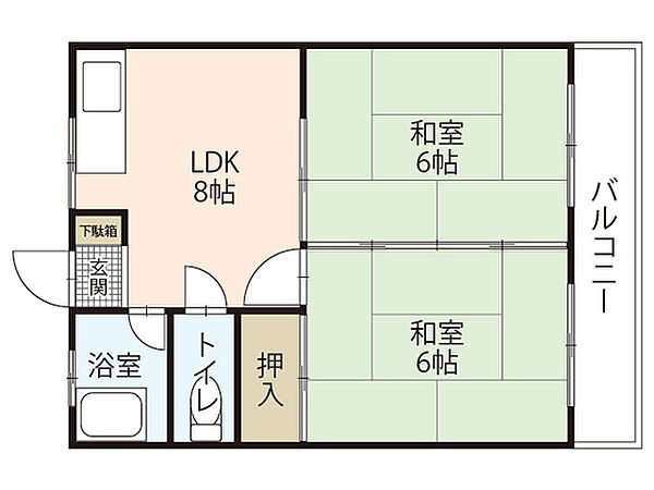 カーサ曙 ｜広島県安芸郡海田町曙町(賃貸マンション2DK・1階・40.00㎡)の写真 その2