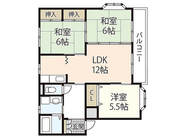 フラッツ曙 ｜広島県安芸郡海田町曙町(賃貸マンション3LDK・2階・67.75㎡)の写真 その2