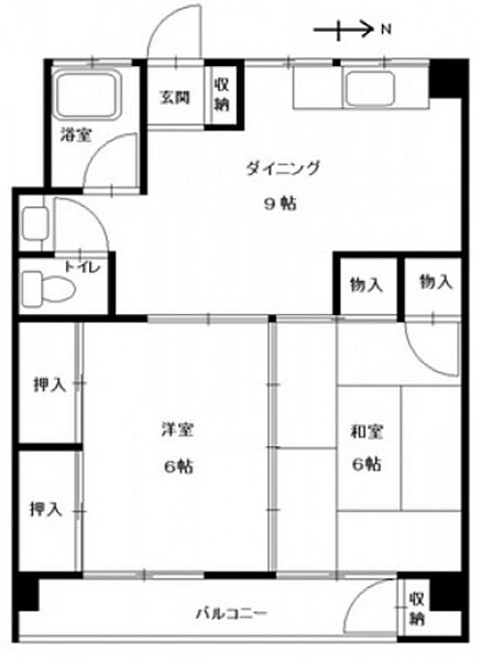 西本ビル ｜広島県広島市安佐南区長束4丁目(賃貸マンション2DK・2階・47.10㎡)の写真 その2