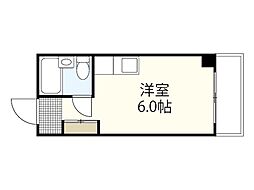JR山陽本線 広島駅 徒歩12分の賃貸マンション 7階ワンルームの間取り