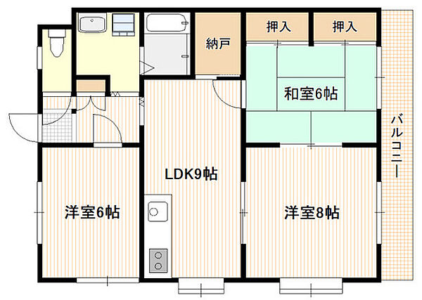 コーポクボタNo.2 ｜広島県広島市佐伯区美の里1丁目(賃貸マンション3LDK・3階・66.10㎡)の写真 その2