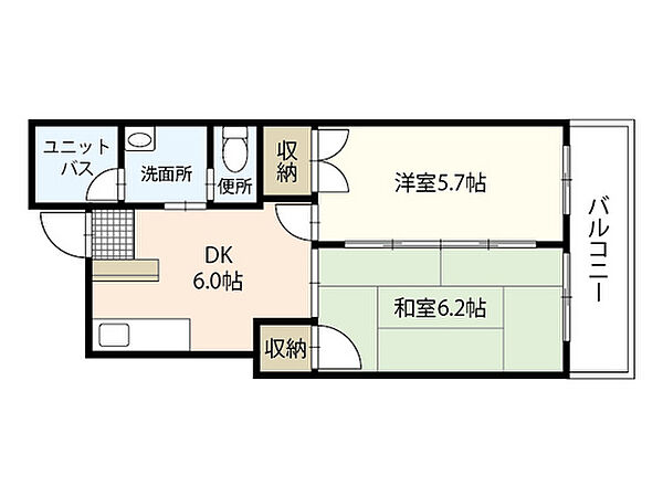 コーポ舟入南 ｜広島県広島市中区舟入南3丁目(賃貸マンション2DK・2階・37.70㎡)の写真 その2