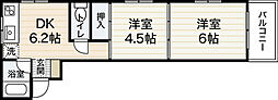メゾン・ドウエスト 3階2DKの間取り
