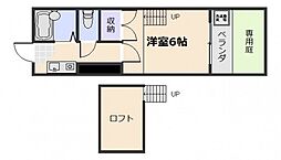 オレンジハウス坪井 1階1Kの間取り