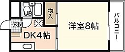 ベルメゾン田方 3階1DKの間取り