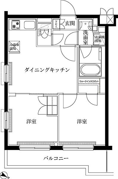 ルーブル蓮根弐番館 206｜東京都板橋区蓮根1丁目(賃貸マンション2DK・2階・40.88㎡)の写真 その2