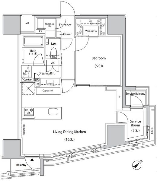 ザ・パークハビオ市ヶ谷イースト 305｜東京都新宿区市谷田町2丁目(賃貸マンション1SLDK・3階・58.94㎡)の写真 その2