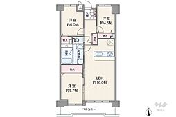 尾張旭東山コーポラス 3LDKの間取図画像