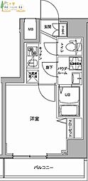 ジェノヴィア川崎駅グリーンヴェール 1Kの間取図画像