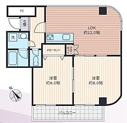 リエス川崎 2LDKの間取図画像