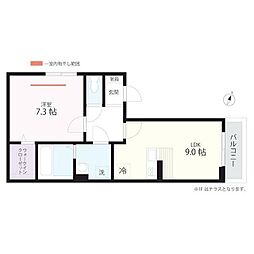 横浜市鶴見区小野町アパート 1LDKの間取図画像