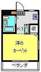 柳沢ハイツ 1Kの間取図画像