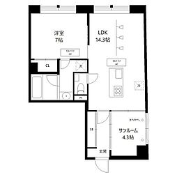 開洋館 1LDKの間取図画像