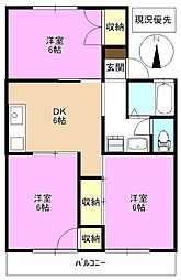桜ヶ岡コートヴィレッジ 2階3DKの間取り