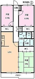 アパルトマン上松 1階3LDKの間取り
