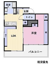 レジデンスながの 3階1LDKの間取り