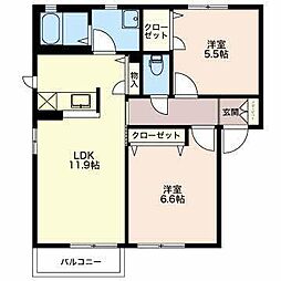 ファインＡ 2階2LDKの間取り