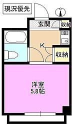 マンシオーネ・アサール 1Kの間取図画像