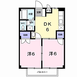 アネックス・一由 2DKの間取図画像