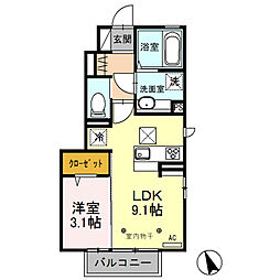 クロシェット栄 1LDKの間取図画像